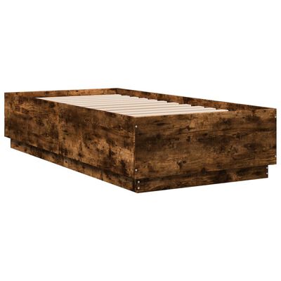 vidaXL Cadre de lit chêne fumé 75x190 cm bois d'ingénierie