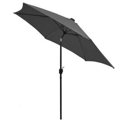 vidaXL Parasol de jardin et lumières LED mât en aluminium anthracite