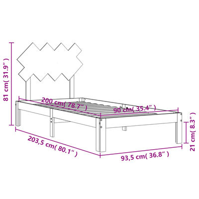 vidaXL Cadre de lit sans matelas blanc 90x200 cm bois de pin massif