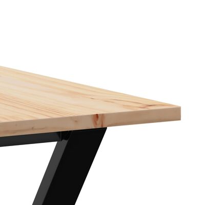 vidaXL Table à manger cadre en Y 140x80x75 cm bois de pin massif fonte