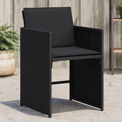 vidaXL Chaises de jardin lot de 4 avec coussins noir résine tressée