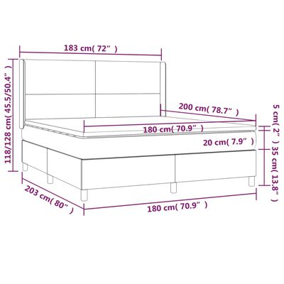 vidaXL Sommier à lattes de lit avec matelas Noir 180x200 cm Similicuir