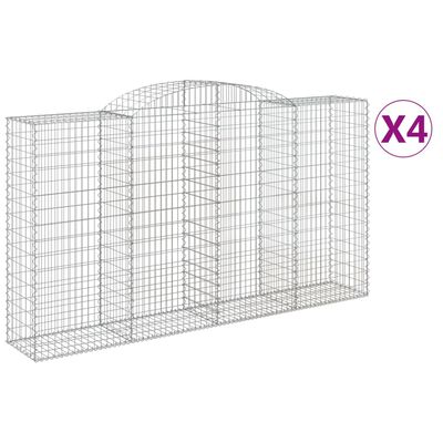 vidaXL Paniers à gabions arqués 4 pcs 300x50x160/180 cm fer galvanisé