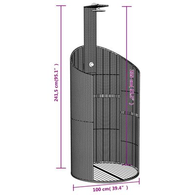 vidaXL Douche d'extérieur noir 100x100x241,5 cm poly rotin bois acacia