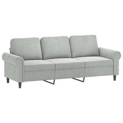 vidaXL Canapé 3 places avec oreillers gris clair 180 cm velours