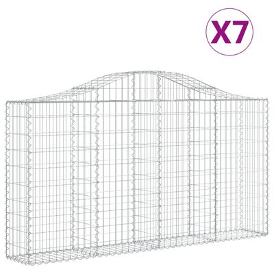 vidaXL Paniers à gabions arqués 7 pcs 200x30x100/120 cm Fer galvanisé