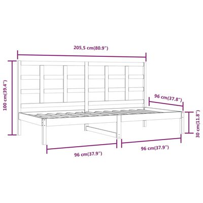 vidaXL Lit de jour sans matelas blanc 90x200 cm bois de pin massif