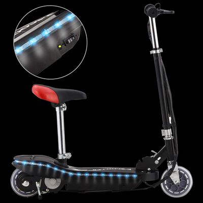 vidaXL Trottinette pour enfants avec selle et LED 120 W noir