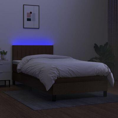 vidaXL Sommier à lattes de lit et matelas et LED Marron foncé 90x190cm