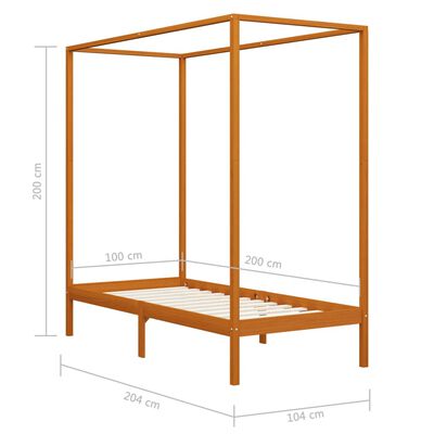 vidaXL Cadre de lit à baldaquin sans matelas bois massif 100x200 cm