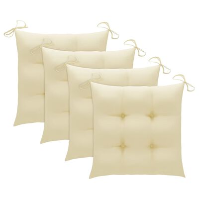 vidaXL Chaises de jardin lot de 4 et coussins blanc crème Teck solide