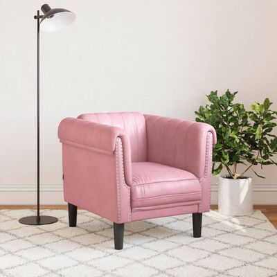 vidaXL Fauteuil rose velours