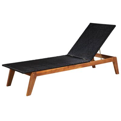 vidaXL Chaises longues lot de 2 et table Résine tressée et Bois acacia