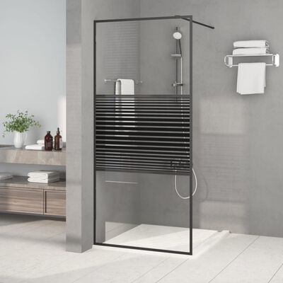 vidaXL Paroi de douche Noir 90x195 cm Verre ESG transparent