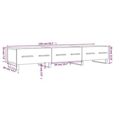 vidaXL Meuble TV chêne sonoma 150x36x30 cm bois d'ingénierie