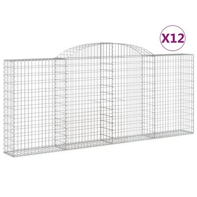 vidaXL Paniers à gabions arqués 12 pcs 300x30x120/140 cm fer galvanisé