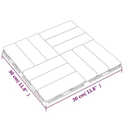 vidaXL Tuiles de terrasse 20 pcs 30x30 cm bois massif teck