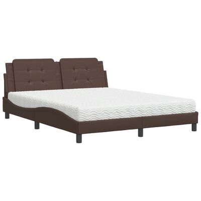 vidaXL Lit avec matelas marron 160x200 cm similicuir