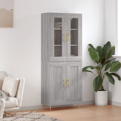 vidaXL Buffet haut Sonoma gris 69,5x34x180 cm Bois d'ingénierie