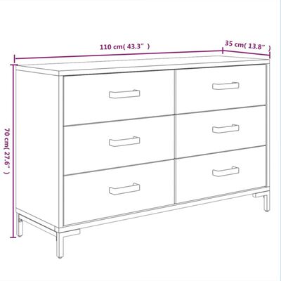 vidaXL Buffet Noir 110x35x70 cm Bois de pin massif