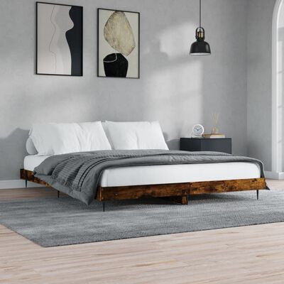 vidaXL Cadre de lit sans matelas chêne fumé 150x200 cm bois ingénierie