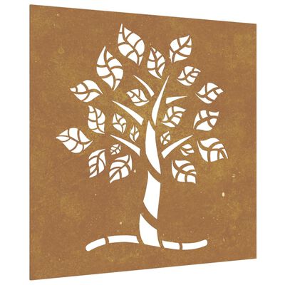 vidaXL Décoration murale jardin 55x55 cm acier corten design d'arbre