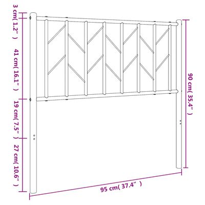 vidaXL Tête de lit métal blanc 90 cm