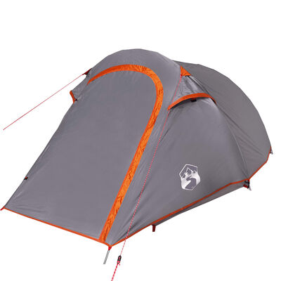 vidaXL Tente de camping tunnel 2 personnes gris et orange imperméable