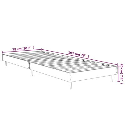 vidaXL Cadre de lit sans matelas sonoma gris 75x190 cm