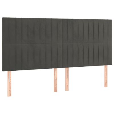 vidaXL Tête de lit à LED Gris foncé 180x5x118/128 cm Velours