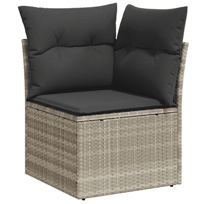 vidaXL Salon de jardin 8 pcs avec coussins gris clair résine tressée