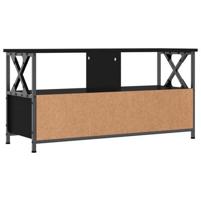 vidaXL Meuble TV noir 90x33x45 cm bois d'ingénierie et fer