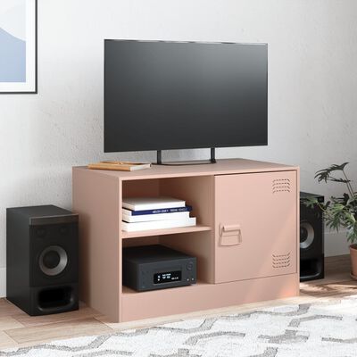 vidaXL Meuble TV rose 67x39x44 cm acier