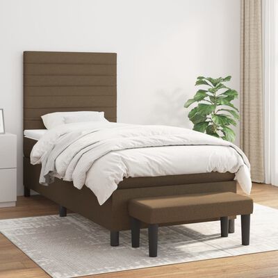 vidaXL Sommier à lattes de lit avec matelas Marron foncé 90x200 cm