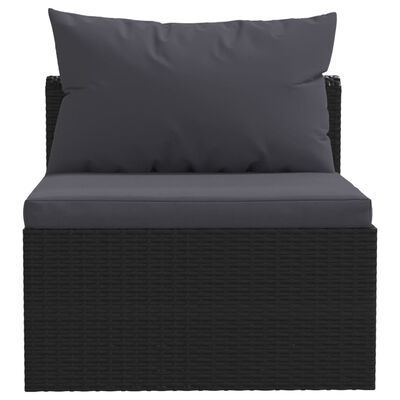 vidaXL Salon de jardin 7 pcs avec coussins Résine tressée Noir