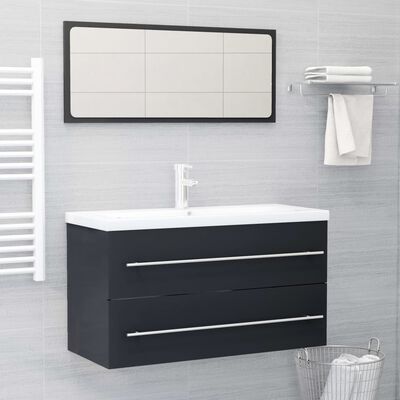 vidaXL Ensemble de meubles de salle de bain 2 pcs Gris Aggloméré