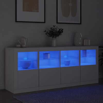 vidaXL Buffet avec lumières LED blanc 163x37x67 cm