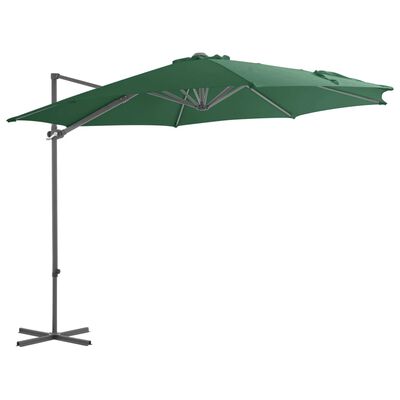 vidaXL Parasol de jardin en porte-à-faux avec mât en acier vert