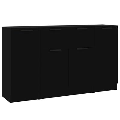 vidaXL Buffets 3 pcs noir bois d'ingénierie