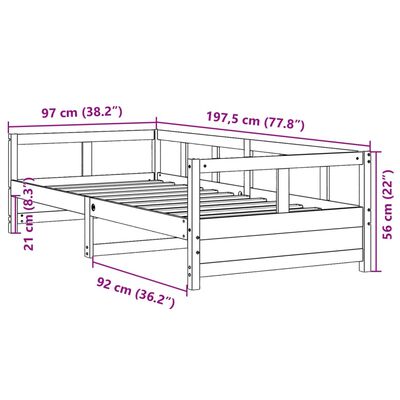 vidaXL Lit de jour avec matelas cire marron 90x190 cm bois pin massif