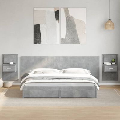 vidaXL Tête de lit avec armoires gris béton 240 cm bois d'ingénierie