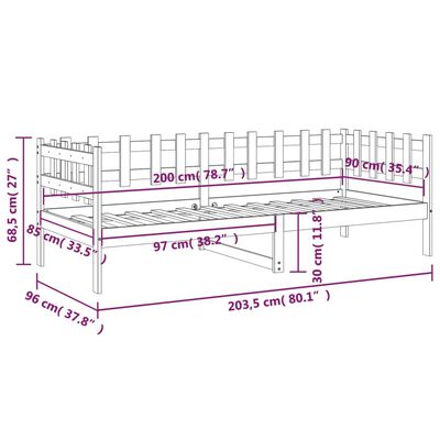 vidaXL Lit de jour sans matelas 90x200 cm bois de pin massif