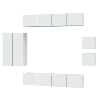 vidaXL Ensemble de meubles TV 8 pcs Blanc brillant Bois d'ingénierie