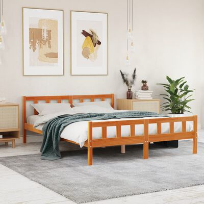 vidaXL Cadre de lit sans matelas cire marron 150x200cm bois pin massif