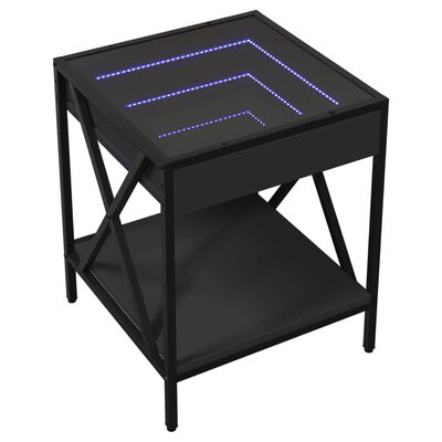 vidaXL Table basse avec LED Infinity noir 40x40x49 cm