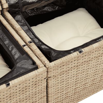 vidaXL Salon de jardin avec coussins 9 pcs beige résine tressée