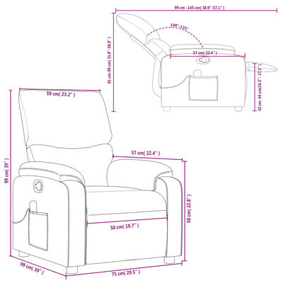 vidaXL Fauteuil de massage inclinable Gris Similicuir