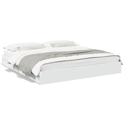 vidaXL Cadre de lit avec tiroirs sans matelas blanc 200x200 cm