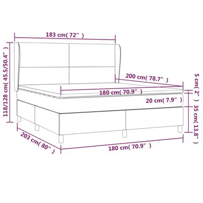 vidaXL Sommier à lattes de lit avec matelas Cappuccino 180x200 cm