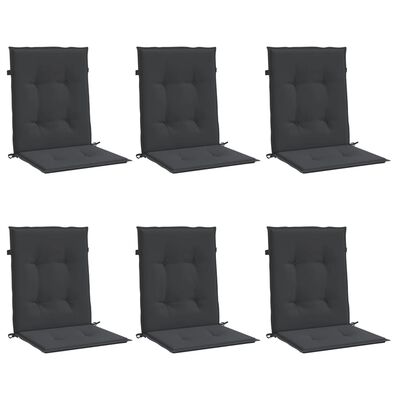 vidaXL Coussins de chaise de jardin à dossier bas lot de 6 noir